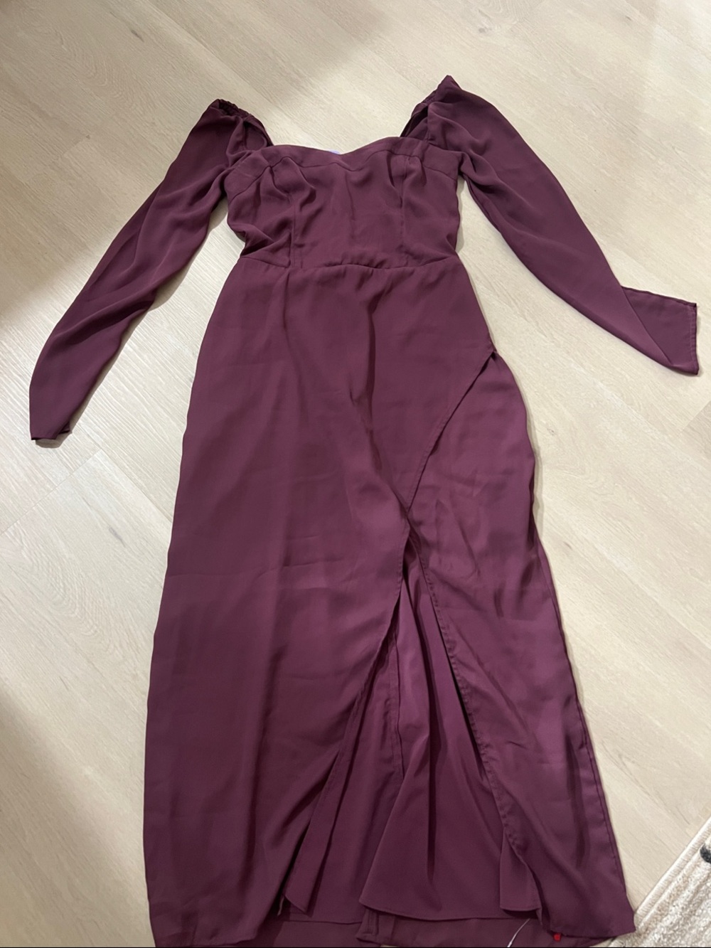 Cuyana Wine Long-Sleeve Maxi Dress w Slit